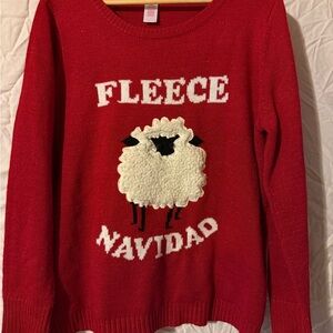 Holiday Time Red Fleece Navidad Sweater